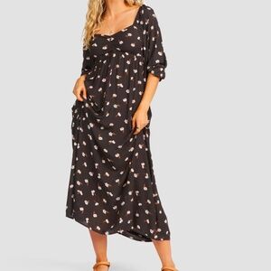 Billabong Swept Away Midi Dress Off Black